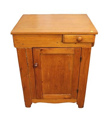 Antique country 1 door 1 drawer work cabinet in the mixed woods, in good condition