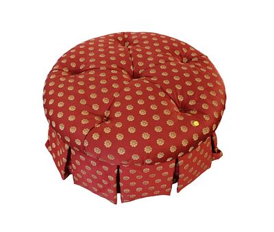 Upholstered button tuft 32" round ottoman, in good condition, structurally sound, no stains or