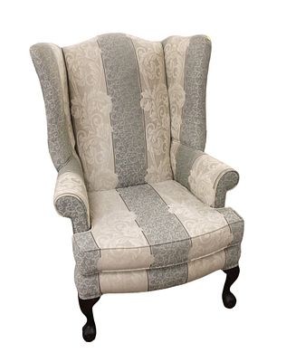 Adams Pierce wing chair, queen anne, upholstered. Adams Pierce queen anne upholstered wing chair