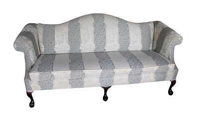 Adams Pierce hump back sofa, upholstered. Adams Pierce upholstered hump back sofa, no stains or