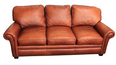Hancock and Moore quality premium leather 3 cushion sofa in like new condition, 82"1x 36"d x 