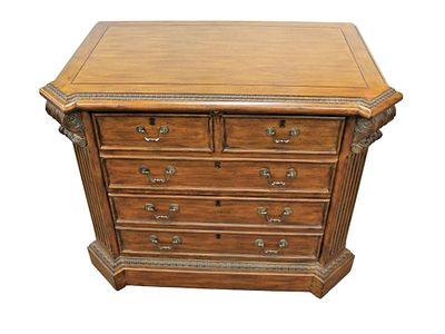 Sligh Furniture Ellis collection file cabinet with paneled sides, 2 drawer, in walnut distressed. 