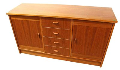 Mid century modern teak 2 door 4 drawer buffet, in good condition, 57"l x 18"d x 31"h