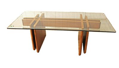 Mid century modern danish teak glass top coffee table attributed to Gustav Gaarde in good