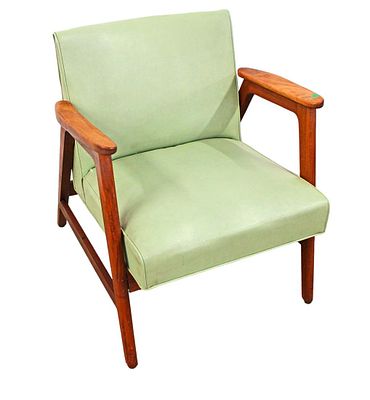 Mid century danish walnut club chair with original upholstery by W.H. Gunlocke Chair Company