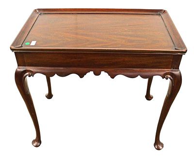Henkel Harris solid mahogany queen anne tea table with pull out trays (update has corner damage).