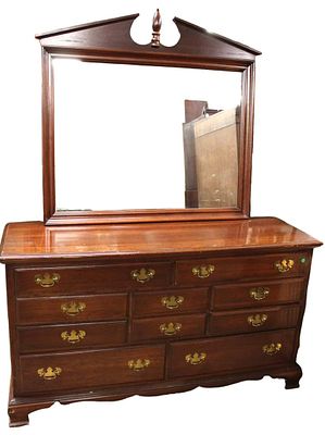 Mastercraft Interior furniture solid cherry 10 drawer dresser with mirror, top needs cleaning