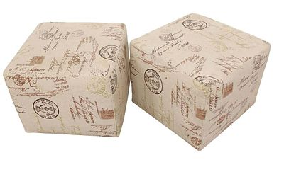 Pair of decorator upholstered foot stools, some staining seen, 19" x 19" x 16"h Condition: