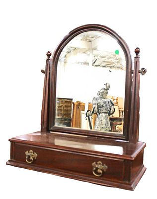 Vintage mahogany one drawer dresser top shaving mirror in good condition and original finish
