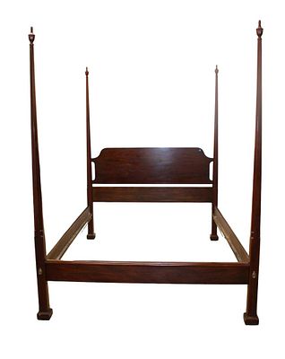 Henkel Harris solid mahogany 4 pencil point poster bed with rails approx. 65w x 88d x 86h