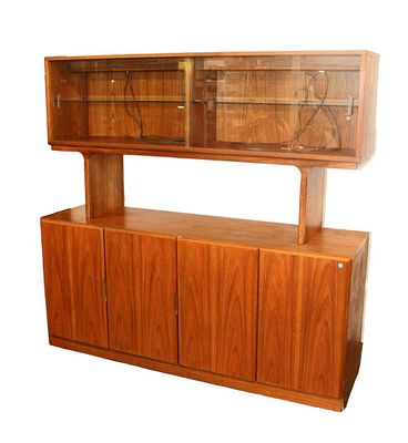 Cool Mid century Scova by Dixie 2pc buffet china in the Teak wood approx. 64" w x 18" d x 62" h
