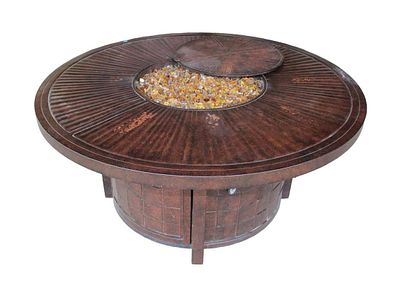 Working Castelle 48" diameter propane fire pit table with glass stones approx. 23" h