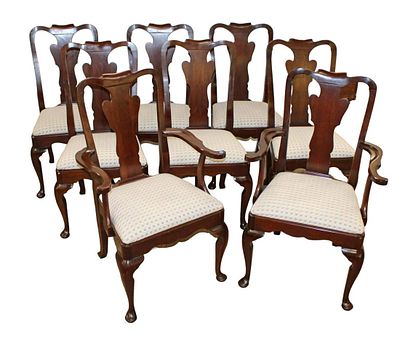 Set of 8 Statton OldTowne finish solid mahogany dining room chairs in good condition approx.