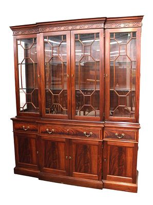Stickley solid burl mahogany 2pc 4 door china cabinet on 3 drawer 4 door buffet base approx.