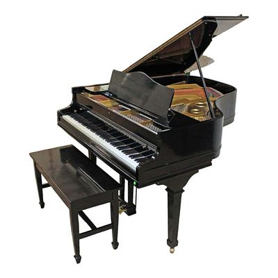 Beautiful Knabe black lacquer baby grand piano with bench in good condition approx. 53" w x 63"