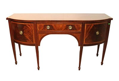 Beautiful Baker Furniture banded mahogany 1 drawer 2 door spade footed buffet, does have small