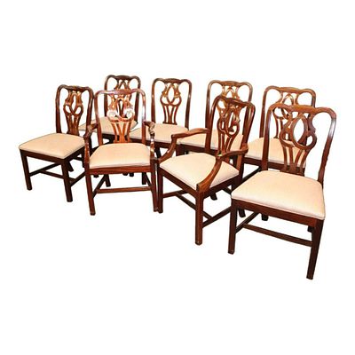 Set of 8 solid mahogany Georgian style dining room chairs attributed to Baker Furniture approx.