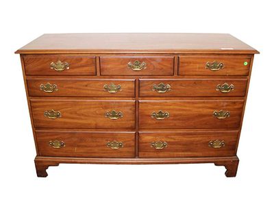 Henkel Harris solid cherry 9 drawer low chest, has some finish loss approx. 54" w x 21" d x 36" h
