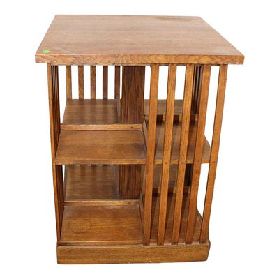 Stickley mission oak revolving bookcase approx. 22" w x 22" d x 30" h
