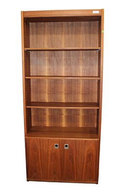 Mid century modern Danish style 2 door bookcase in the rosewood and teak, it is engineered wood