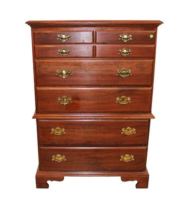 Jamestown Sterling cherry 5 drawer high chest approx. 35" w x 18" d x 51" h