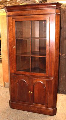 Pennsylvania House solid cherry 6 pane 3 door corner cabinet approx. 42" w x 24" d x 78" h