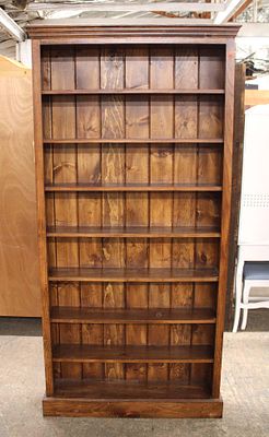 Custom made pine open front bookcase approx. 40" w x 9" d x 82" h