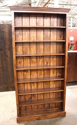 Custom made pine open front bookcase approx. 40" w x 9" d x 82" h