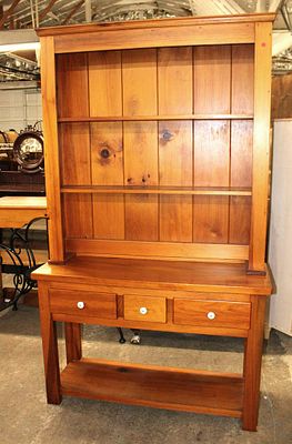 2pc country knotty pine hutch top buffet approx. 48" w x 16" d x 82" h Hutch 49" h