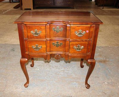 Solid cherry block front queen Anne 2 drawer low boy approx. 30" w x 18" d x 30" h