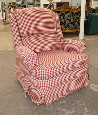 Country style pink plaid recliner approx. 36" w x 36" d x 38" h seat height 19"