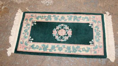 Chinese Aubusson rug approx. 24" x 52". Chinese Aubusson rug approx. 24" x 52"