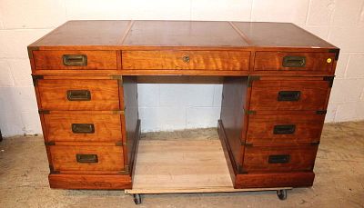 Milling Road by Baker Furniture 7 drawer leather top desk with brass accents approx. 54" w x