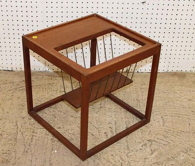 Mid century modern Danish walnut magazine rack approx. 16" w x 16" d x 16" h