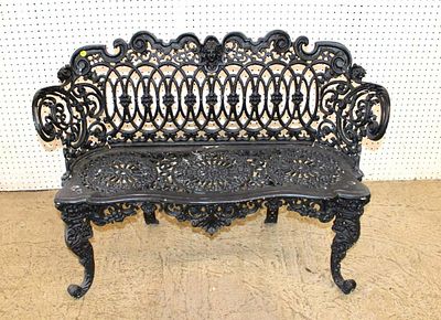 Vintage cast aluminum garden bench approx. 41" w x 17" d x 30" h seat height 15"