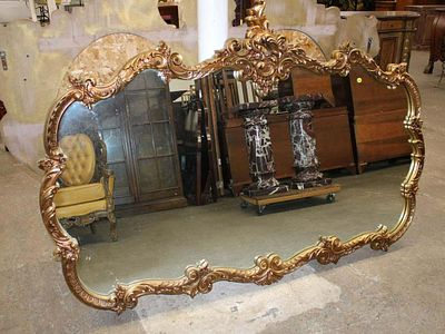 Vintage carved French style decorator mirror approx. 67" w x 47" h