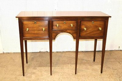 Vintage Kittinger solid walnut tapered leg huntboard. Vintage Kittinger solid walnut 3 drawer 