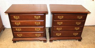 PR Harden solid cherry 4 drawer bachelor chests. Pair of Harden solid cherry 4 drawer bachelor 