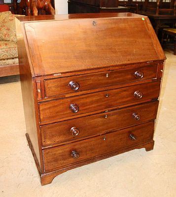 Antique dovetail case slant front walnut desk. Antique dovetail walnut case slant front desk 