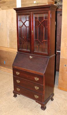 Jasper mahogany secretary desk with bookcase top approx. 31" w x 16" d x 74" h