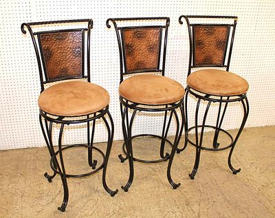 Set of 3 swivel metal barstools. Set of 3 swivel metal barstools approx. 18" w x 18" d x 45" h