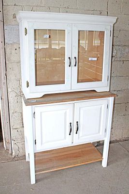 2pc paint decorated cupboard approx. 37" w x 18" d x 36" h top: 38" w x 13' d x 31" h