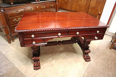 Antique solid mahogany paw foot partners desk. Antique solid mahogany 8 drawer partners desk