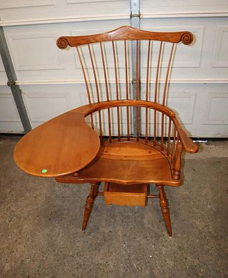 Duckloe Bros cherry and oak Windsor desk chair. Duckloe Brothers cherry and oak Windsor desk