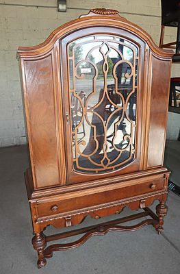 Antique depression walnut china cabinet. Antique depression walnut 1 door 1 drawer china cabinet