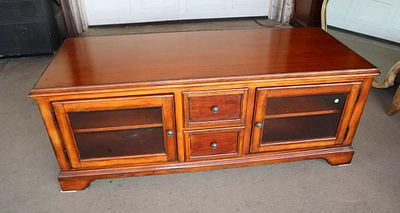 Contemporary mahogany media credenza. Contemporary mahogany 2 door 2 drawer media credenza