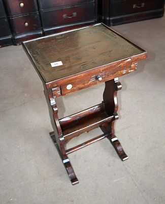 Rustic mahogany 1 drawer lamp table. Furniture Classics rustic mahogany 1 drawer trough base