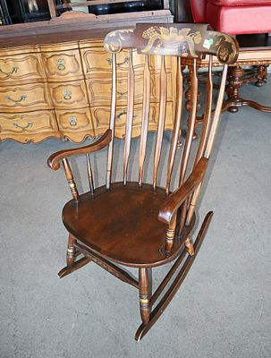 Hitchcox stenciled cherry rocking chair approx. 24" w x 30" d x 41" h seat height 16"