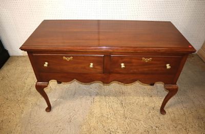 Henkel Harris solid cherry brandy board. Henkel Harris solid cherry Queen Anne 2 drawer brandy
