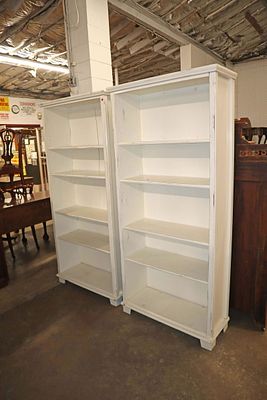 PR shabby chic style 6 shelf bookcases. Pair of shabby chic style 6 shelf bookcases approx. 35"